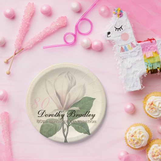 80e verjaardag  Borden van Magnolia Paper Papieren Bordje (Feest)