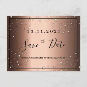 80e verjaardag brons zwart metaalachtig save the d briefkaart