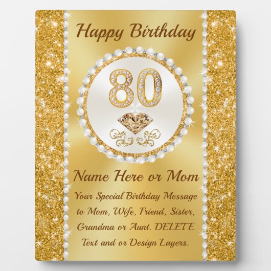 80e Verjaardag Cadeaus voor Oma, Mam, Haar, Fotoplaat (Voorkant)