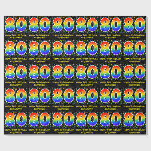 80e verjaardag: Colorful Music Symbols, Rainbow 80 Cadeaupapier