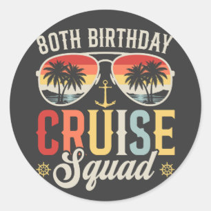 80E Verjaardag Cruise Squad Familie Matching Ronde Sticker
