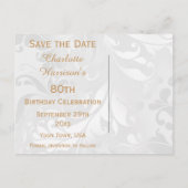 80e verjaardag Damask en Faux Bow Bewaar de datum Aankondigingskaart (Achterkant)
