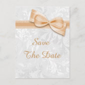 80e verjaardag Damask en Faux Bow Bewaar de datum Aankondigingskaart (Voorkant)