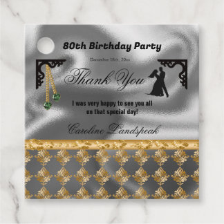 80e verjaardag Damask & Green Pareltjes Hartelijk  Bedankjes Labels