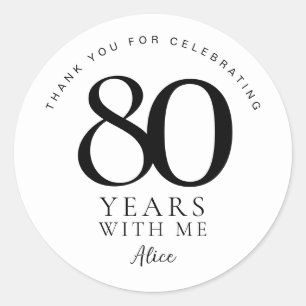 80e verjaardag Dank je wel Favor Party Stickers