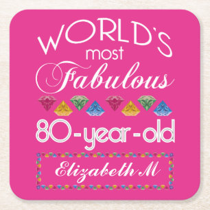 80e verjaardag De meest verbluffende kleurrijke Pa Vierkante Kartonnen Onderzetter