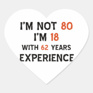 80e verjaardag design hart sticker
