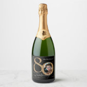 80e verjaardag Elegant Gold Black Aangepaste foto Sparkling Wijnetiket (Voorkant)