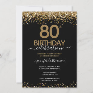 80e verjaardag Elegant Gold Glitter Uitnodiging