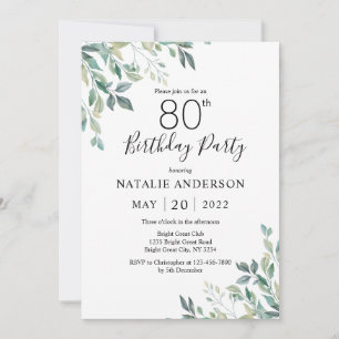 80e verjaardag Elegant Green Eucalyptus Greenery Kaart