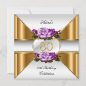 80e verjaardag Elegant Paars Gold Rozen B Kaart (Voorkant)