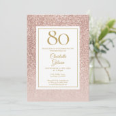 80e verjaardag Elegant Roos Gold Glitter Kaart (Staand voorkant)