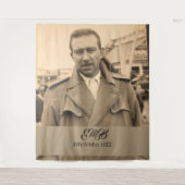 80e verjaardag Elegante foto monogram man Wandkleed (Voorkant)