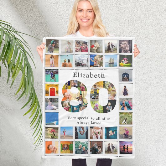 80e verjaardag familie foto template fleece deken