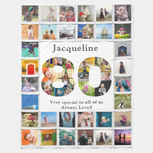 80e verjaardag familie foto template groot fleece deken