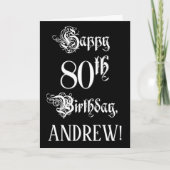 80e verjaardag: Fancy, elegant script + aangepaste Kaart (Voorkant)