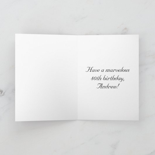 80e verjaardag: Fancy, elegant script + aangepaste Kaart (Binnen)