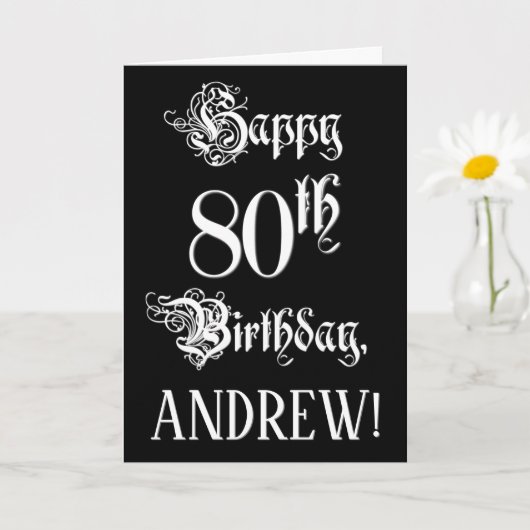80e verjaardag: Fancy, elegant script + aangepaste Kaart (Kleine Plant)