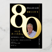 80e Verjaardag Feest Folie Uitnodiging (Voorkant)