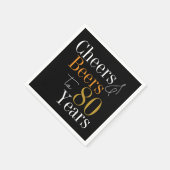 80e verjaardag feest juichen en bieren zwart goud servet (Hoek)