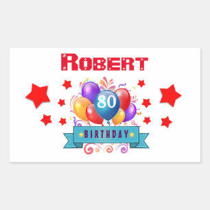 80e verjaardag Festive Colorful Balloons C01HZ Rechthoekige Sticker