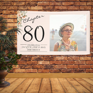 80e verjaardag Floral Pink Foto Spandoek