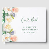 80e verjaardag florals wit zwart roze gastenboek (Voorkant)