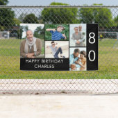 80e verjaardag Foto Collage 5 Afbeelding Zwart wit Spandoek (Insitu)