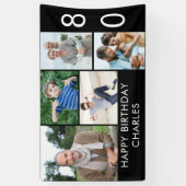 80e verjaardag Foto Collage 5 Afbeelding Zwart wit Spandoek (Verticaal)