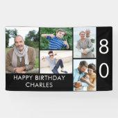 80e verjaardag Foto Collage 5 Afbeelding Zwart wit Spandoek (Horizontaal)