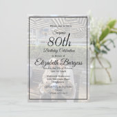 80e verjaardag Foto Monogram Elegant afbeelding Kaart (Staand voorkant)