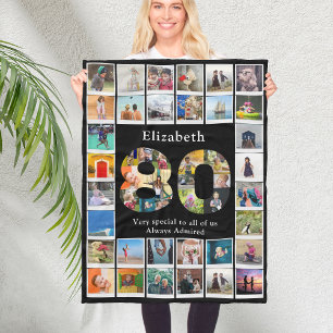 80e verjaardag foto template fleece deken