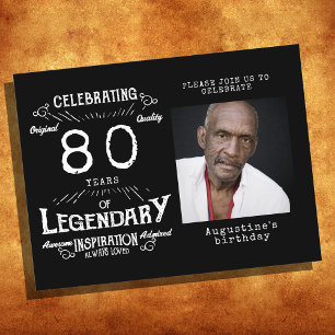 80e verjaardag Foto van Black  Birthday Invites Briefkaart