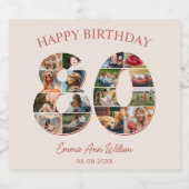 80e verjaardag fotocollage Elegant en tijdloos Sparkling Wijnetiket (Enkel label)