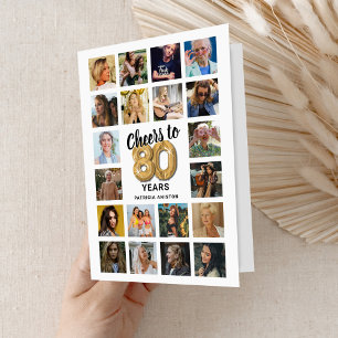 80e verjaardag Fotocollage Kaart