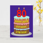 80e verjaardag: Fun Cake and Candles + Custom Name Kaart (Gele Bloem)