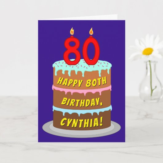 80e verjaardag: Fun Cake and Candles + Custom Name Kaart (Kleine Plant)