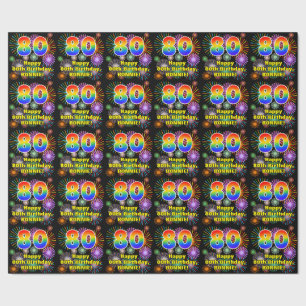 80e verjaardag: Fun Fireworks, regenboogaanwijzer Cadeaupapier