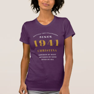80e verjaardag Geboren 1941 Standaarden Paarse Vro T-shirt