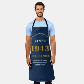 80e verjaardag Geboren in 1943 Blue Gold Man Schort (Gedragen)