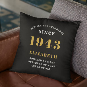 80e verjaardag Geboren in 1943 Loved Add Jouw naam Kussen