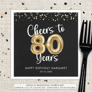 80e verjaardag gejuich voor 80 jaar zwart goud servet