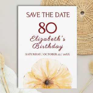 80e verjaardag Gele bloem, Elegant save the date