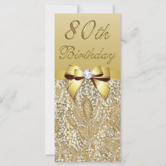 80e verjaardag Gold Faux Sequins Bow