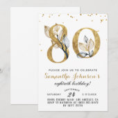 80e verjaardag "Gold Floral" Kaart (Voorkant / Achterkant)