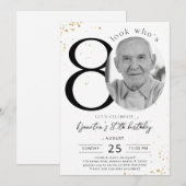 80e verjaardag Gold Invitation Kaart Foto (Voorkant / Achterkant)