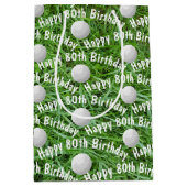 80e verjaardag Golf Balls op Grass Medium Gift Bag Medium Cadeauzakje (Voorkant)