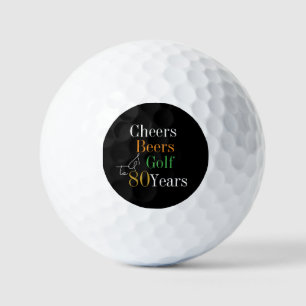 80e verjaardag Golf Proost en bieren Zwart en Goud Golfballen