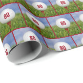 80e verjaardag Golfbal Cadeaupapier (Rol Hoek)