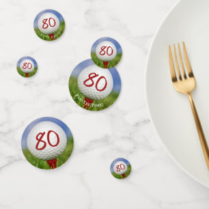 80e verjaardag golfbal op t-shirt confetti
